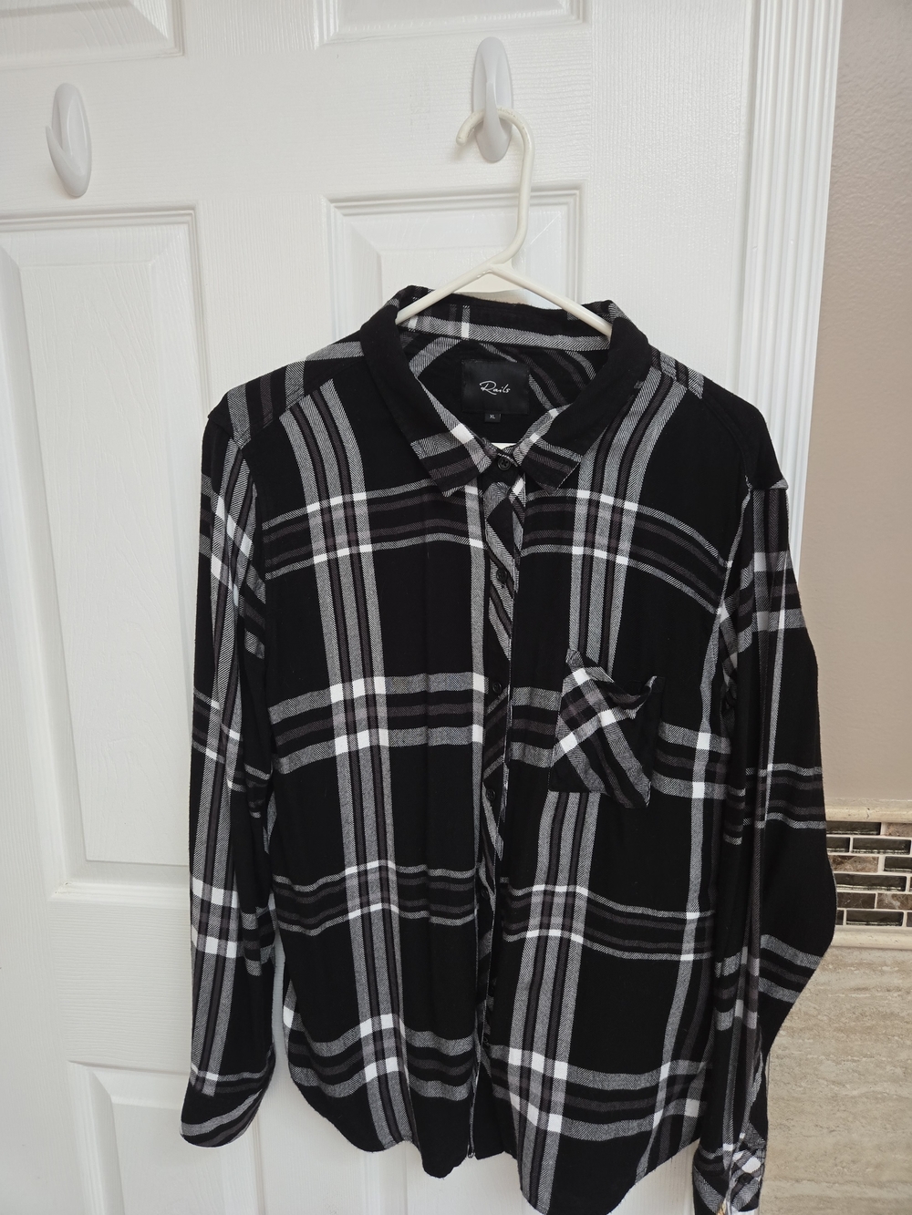 Rails Black and White Plaid Button-Down Shirt